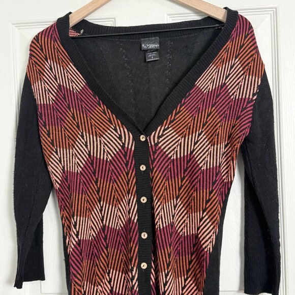 Y2K Blouse Womens Small Long Sleeve Vintage USA Red Orange Witchy Grunge Gothic - Picture 5 of 14